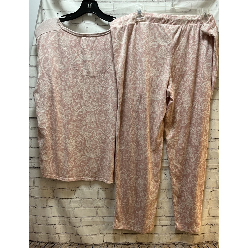 Lucky Brand Pajamas short sleeve shirt pants XXL pink paisley soft 27.5" inseam - Picture 7 of 7